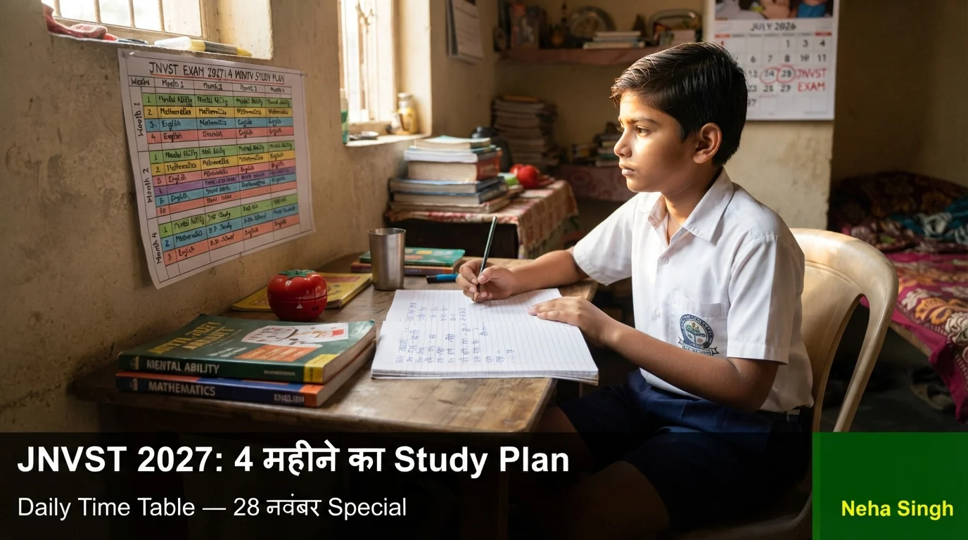 JNVST 2027 4 month study plan daily time table - Navodaya Class 6 preparation 120 days strategy